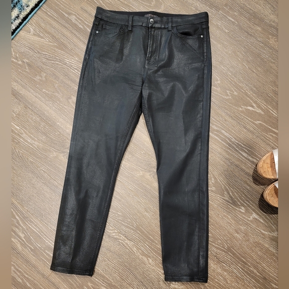 JEN7 BY 7 FOR ALL MANKIND Size 12 Black Sheen Ankle Skinny Jeans. - Picture 3 of 8